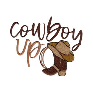 Cowboy Up Embroidery Design - 4x4 5x7 6x10 8x8 Sizes Included - Cute Western Embroidery Design, Cowboy Embroidery Design