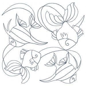 Fish E2E Quilt Block Digital Pantograph - Long Arm Quilting Machines - Edge-to-Edge Quilting