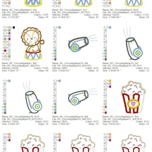 Circus Applique - 13 Machine Embroidery Designs - 4x4 5x7 6x10 8x8 Inch ...