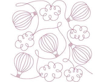 Hot Air Balloon Quilt Block - Digital Pantograph For Long Arm Quilting Machines - E2E Quilt Block, Hot Air Balloon Edge-to-Edge Quilt Block