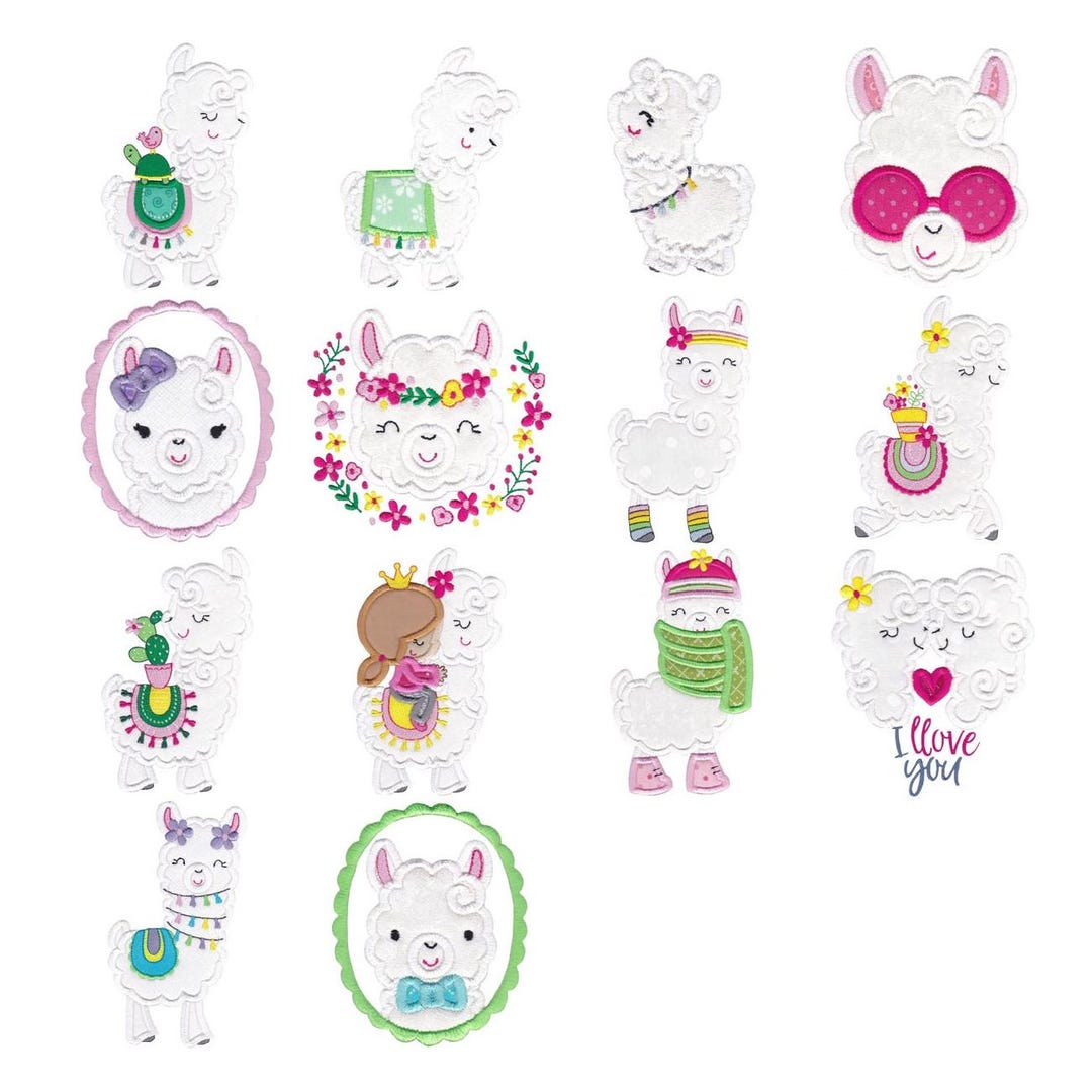 Love My Llama Applique - 14 Embroidery Designs - Multiple Sizes ...