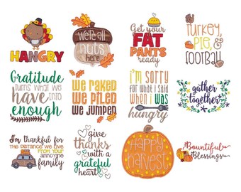 Thanksgiving Sentiments - Machine Embroidery Designs - 4x4 5x7 Inch Hoop Sizes - Thanksgiving Saying  Embroidery Designs