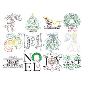 Elegant Christmas - 12 Machine Embroidery Designs - Multiple Sizes Included - Christmas Embroidery Designs, Christmas Colorwork Designs image 1