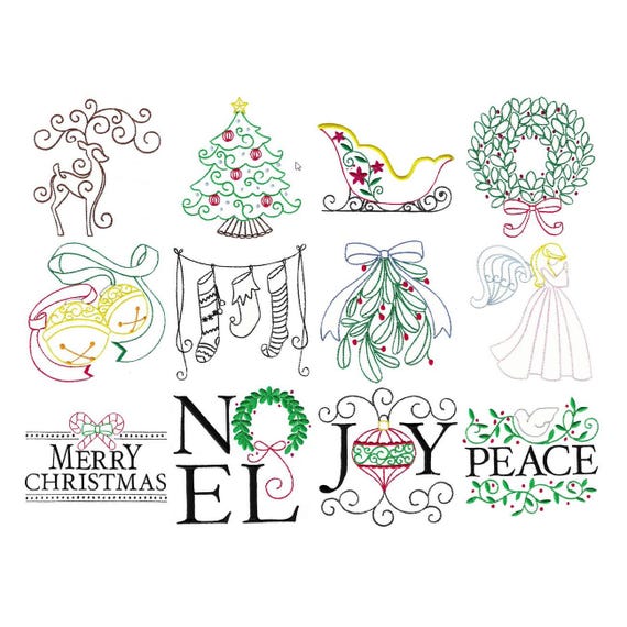 Elegant Christmas - 12 Machine Embroidery Designs - Multiple Sizes Included - Christmas Embroidery Designs, Christmas Colorwork Designs
