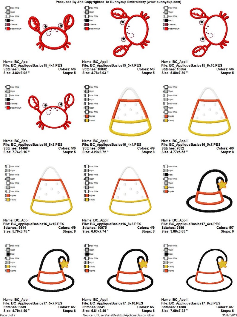 Applique Basics 20 Different Applique Machine Embroidery Etsy