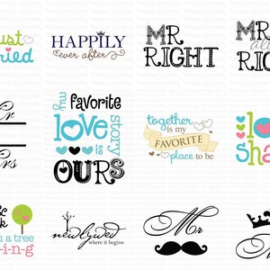 Mr and Mrs Bundle - Clipart and SVG - 12 SVG and Printable Files - Personal and Small Business Use