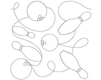 Bowling Quilt Block Embroidery Design - Multiple Sizes Included - E2E Quilt Block, Repeat Quilt Block, Sports Edge-to-Edge Quilt Block