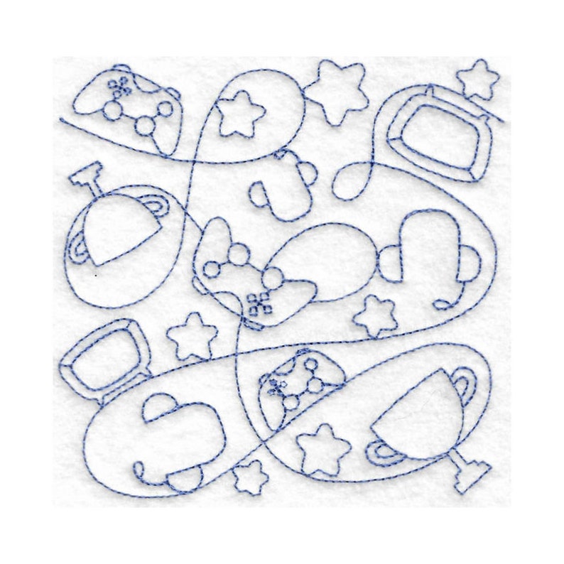 Gaming Quilt Block Embroidery Design Multiple Sizes Included E2E Quilt Block, Continuous Line Quilt Block, Edge-to-Edge Quilt Block image 1