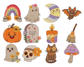 Groovy Halloween Embroidery Designs - Multiple Sizes Included (Digital Download)