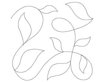 Leaf Quilt Block - Digital Pantograph For Long Arm Quilting Machines - E2E Quilt Block, Folk Art Edge-to-Edge Quilt Block