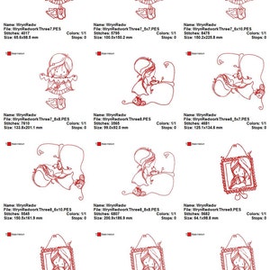 Wryn Redwork Three Redwork Machine Embroidery Designs 4x4 5x7 6x10 8x8 image 5