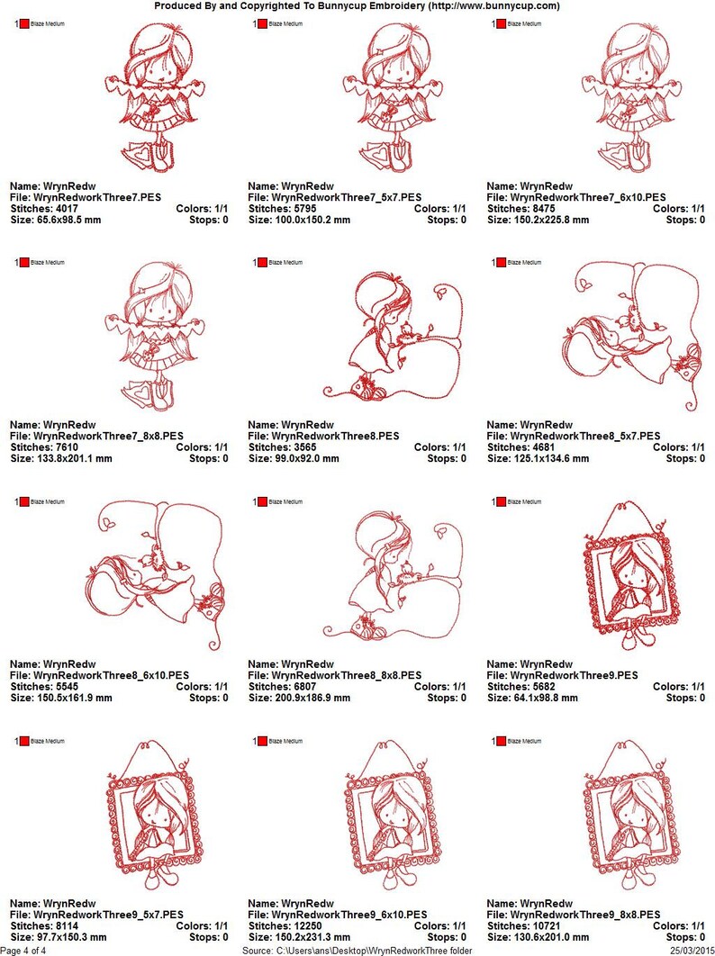 Wryn Redwork Three Redwork Machine Embroidery Designs 4x4 5x7 6x10 8x8 image 5