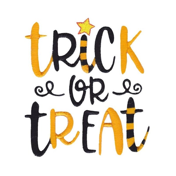 Trick Or Treat -  Filled Stitch Machine Embroidery Design - 4x4 5x7 - Trick Or Treat Embroidery Design, Halloween Embroidery Design