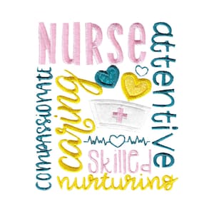Nurse Subway Art - Diseño de bordado a máquina - 5x7 6x10 8x8 Tallas incluidas - Diseño de bordado de enfermera, Diseño de bordado de ocupación