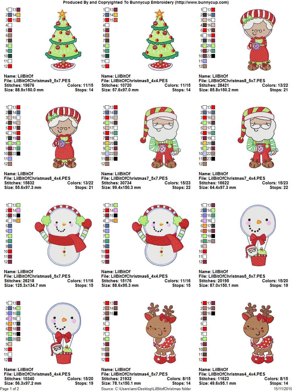 Lil Bit of Christmas Filled Stitch Machine Embroidery Designs Etsy