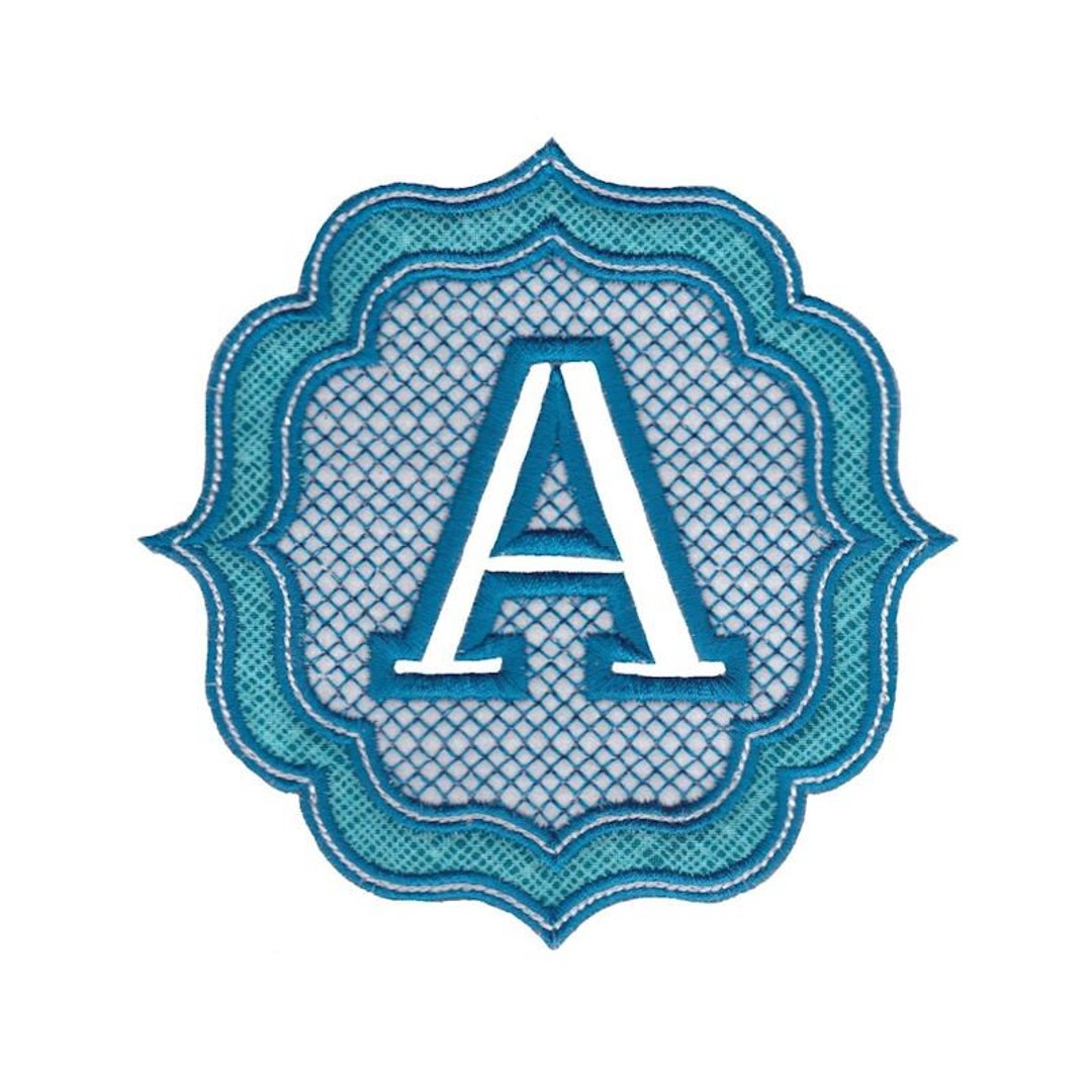 Embossed Monogram Font - 26 Machine Embroidery Designs - 5, 6, 7 and 8 ...