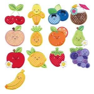 Happy Fruit Applique - 13 Machine Embroidery Designs - 4x4 5x7 6x10 8x8 Sizes Included - Applique Fruit Embroidery Designs