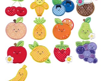 Happy Fruit Applique - 13 Machine Embroidery Designs - 4x4 5x7 6x10 8x8 Sizes Included - Applique Fruit Embroidery Designs