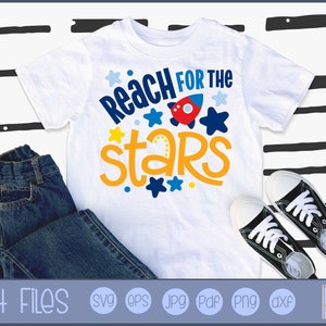 Reach For The Stars SVG - Persoonlijk en klein zakelijk gebruik - Space svg, Space svg, Space Saying svg, Rocket Ship svg