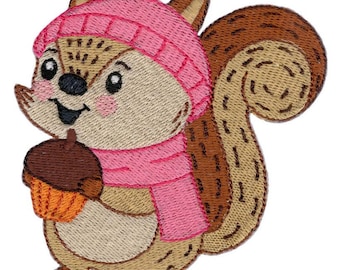 Fall Squirrel Embroidery Design - 4, 5, 6 Inch Sizes Included (Digital Download)