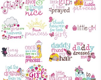Baby Girl Sentiments Filled Stitch Machine Embroidery Designs 4x4 5x7