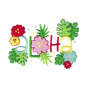 Aloha - Machine Embroidery Design - 4x4 5x7 Sizes - Summer Embroidery Design, Summer Saying Embroidery Design