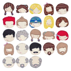 Applique Face - Machine Embroidery Designs - 4x4 5x7 6x10 Inch Hoops - Applique Faces Embroidery Designs, Applique People Embroidery Designs