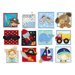 Box Boy Applique - 12 Machine Embroidery Designs - 4x4 5x7 6x10 8x8 Inch Hoops - Cute Boys Applique, Boys Embroidery Designs