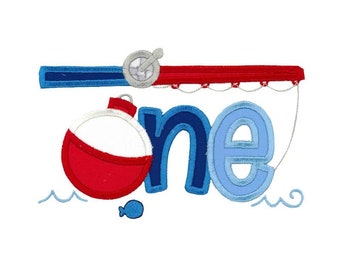 Ofishally Applique - Design 3 - Applique Machine Embroidery Design - 5x7 6x10 8x8 - One Fishing Applique Design - First Birthday Applique
