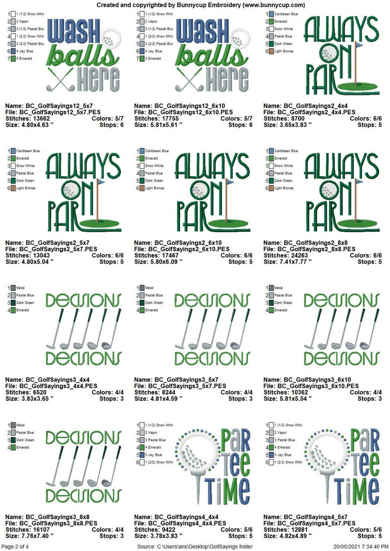 Golf Sayings 12 Machine Embroidery Designs Multiple Sizes Included Golf Embroidery Designs, Sport Embroidery Designs image 3