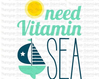 each Sentiments Design 4 - Clipart and SVG - Personal and Small Business Use -Need Vitamin Sea - Sailboad SVG
