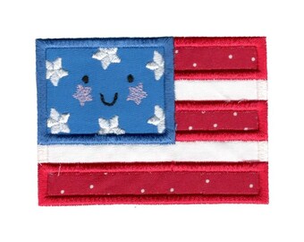 Applique American Flag Embroidery Design - 4x4 5x7 6x10 8x8 Sizes Included - Patriotic Applique, Flag Applique, 4th of July Applique