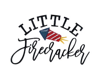 Little Firecracker Embroidery Design - 4x4 5x7 6x10 8x8 Sizes Included - Patriotic Embroidery Design, 4th of July Embroidery Design