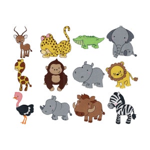 Safari Animals - 12 Embroidery Designs - 4x4 5x7 Sizes Included - Safari Animal Embroidery Designs, African Animal Embroidery Designs