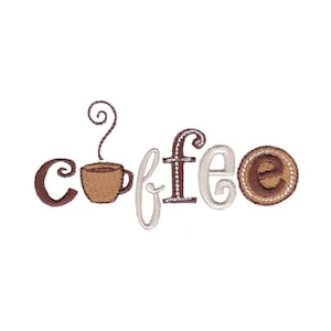 Coffee Break Design 17 Filled Stitch Machine Embroidery Design 4x4 5x7