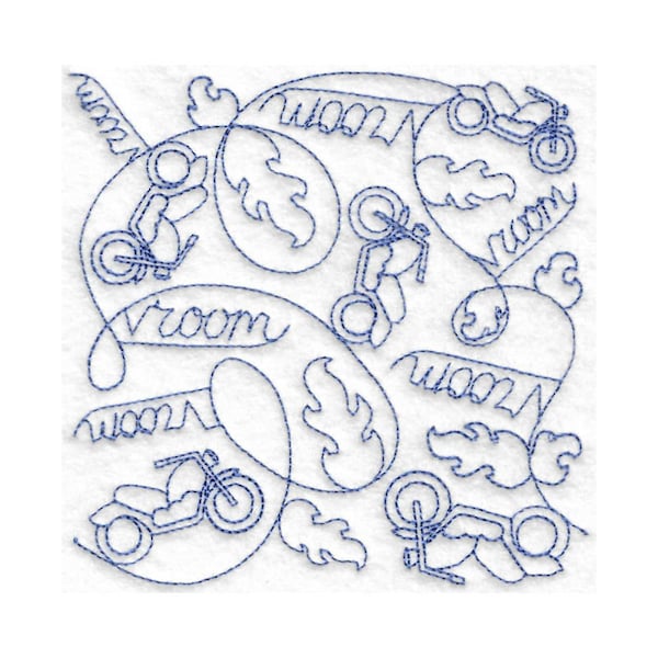 Motorbike Quilt Block Embroidery Design - Multiple Sizes Included - E2E Quilt Block, Continuous Line Quilt Block, Edge-to-Edge Quilt Block