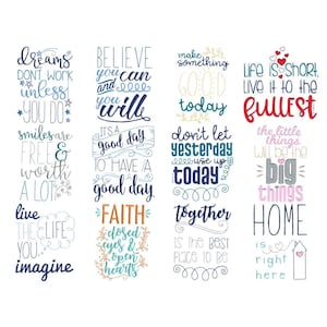 Motivational Sayings Too - 12 disegni per ricamo a macchina - 4x4 (alcuni divisi) 5x7 6x10 8x8 - Disegni per ricamo motivazionali