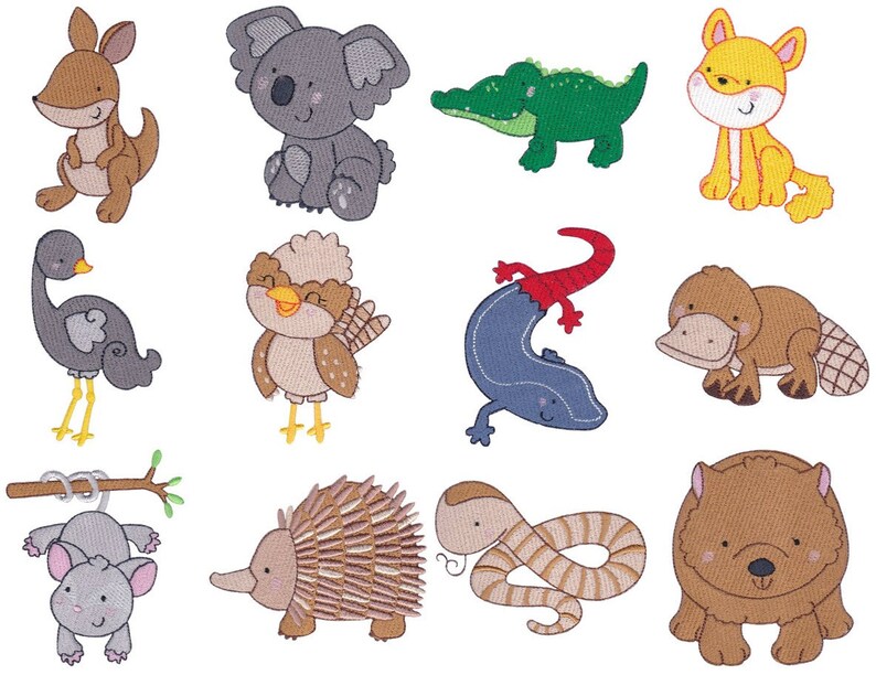 Australian Animals 12 Filled Stitch Machine Embroidery Etsy Australia