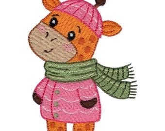 Fall Giraffe Embroidery Design - 4, 5, 6 Inch Sizes Included (Digital Download)