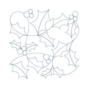 Holly Quilt Block - Digital Pantograph For Long Arm Quilting Machines - E2E Quilt Block, Christmas Edge-to-Edge Quilt Block
