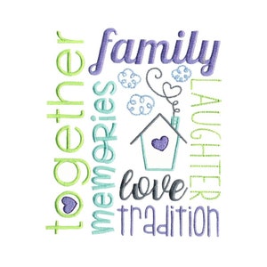 Family Subway Art - Machine Embroidery Design - 5x7 6x10 8x8 Sizes Included - Family Subway Art Embroidery Design