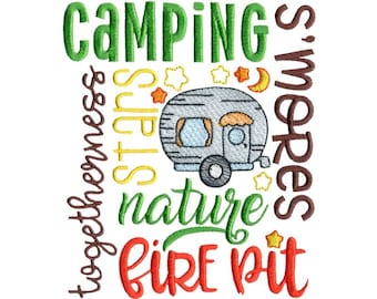 Camping Subway Art - Machine Embroidery Design - 5x7 6x10 8x8 Sizes Included - Camping Subway Art Embroidery Design