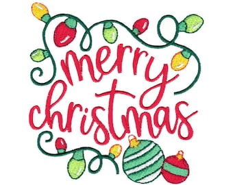 Merry Christmas Embroidery Design - 4x4 5x7 6x10 8x8 Sizes Included - Christmas Embroidery Design, Christmas Saying Embroidery Design