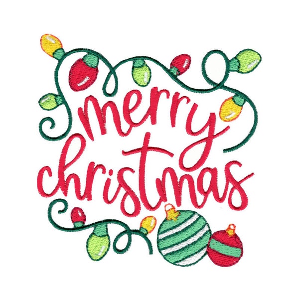 Merry Christmas Embroidery Design - 4x4 5x7 6x10 8x8 Sizes Included - Christmas Embroidery Design, Christmas Saying Embroidery Design