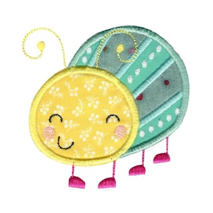 Applique Beetle Embroidery Design - 4x4 5x7 6x10 8x8 Sizes Included - Bug Embroidery Design, Applique Bug, Cute Bug Embroidery Design