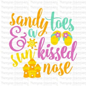 Beach Sentiments design 8-clipart en SVG-persoonlijk en klein zakelijk gebruik-zanderige tenen & een zonovergoten neus SVG-zandkasteel