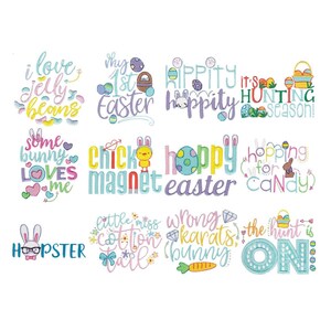Easter Sentiments Four - 12 Machine Embroidery Designs - 4x4 5x7 Inch Hoops - Easter Embroidery Designs, Easter Sayings Embroidery Designs