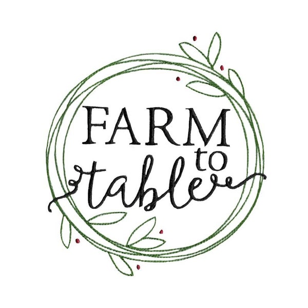 Farmhouse Design 9 - Filled Stitch Machine Embroidery Design 4x4 5x7 6x10 8x8 - Farm To Table Embroidery Design