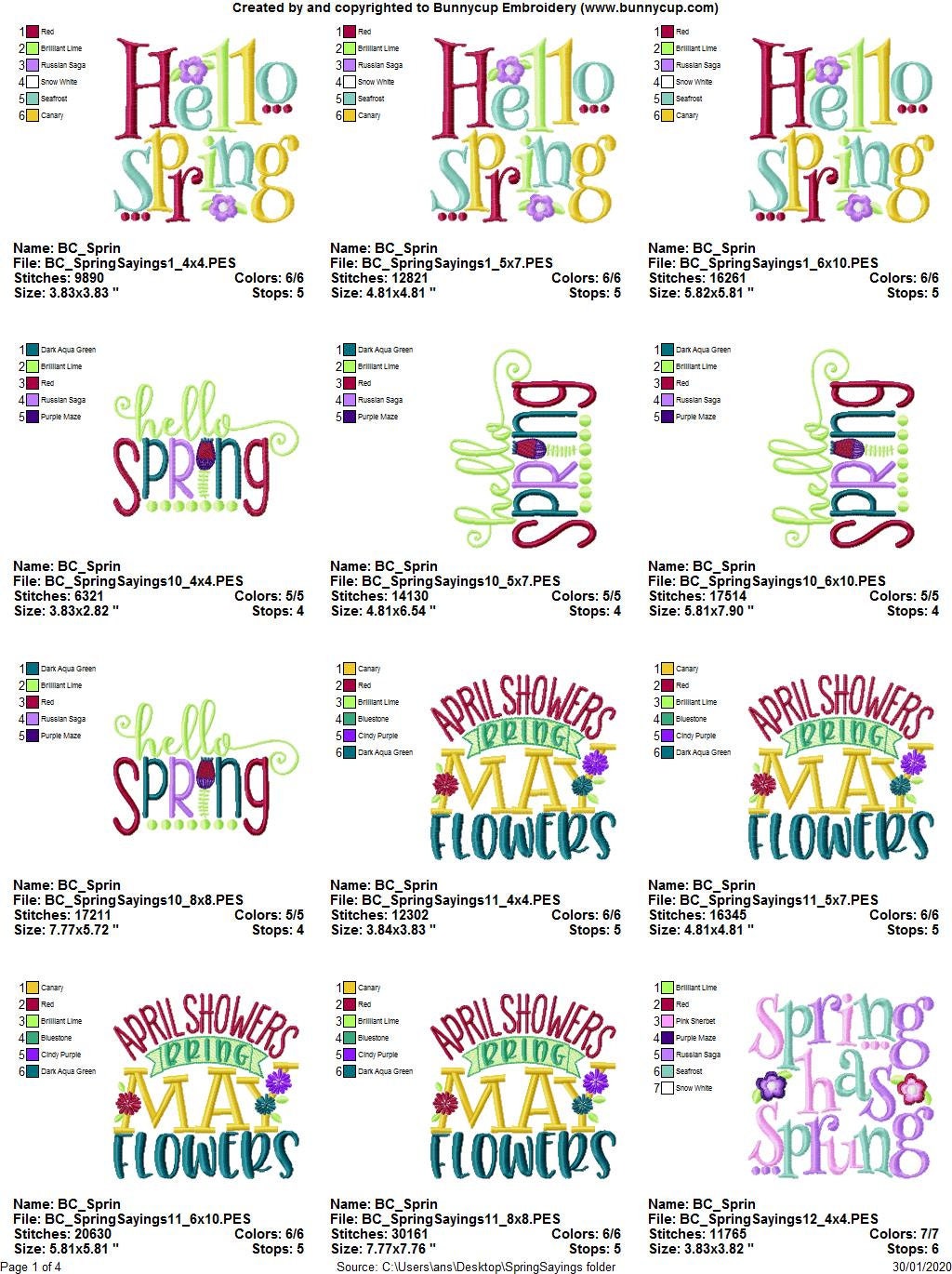 Spring Craft Sayings Spring Sayings - 12 Machine Embroidery Designs - Multiple Sizes ...