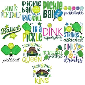 Pickleball Sayings - 13 Machine Embroidery Designs - Multiple Sizes Included - Pickleball Embroidery Designs, Sport Embroidery Designs